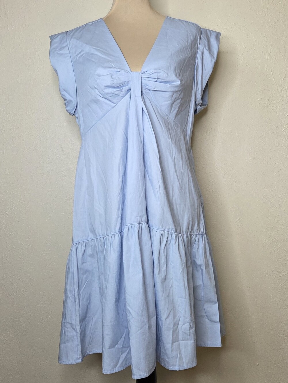 NWT Steve Madden Light Blue Cotton Mini Dress Flutter Sleeve Large Summer